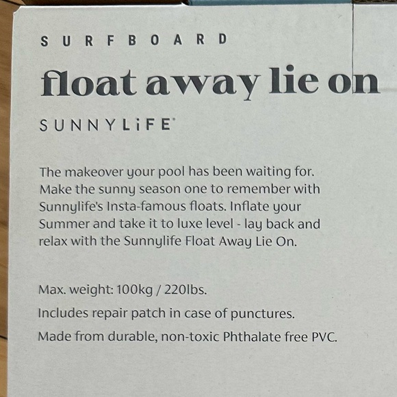SUNNYLiFE Surfboard “float away lie on” NEW In Box - Picture 3 of 6